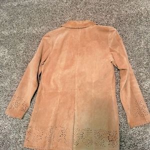 Suede jacket with cutout designs. Size petite small.  Coldwater Creek